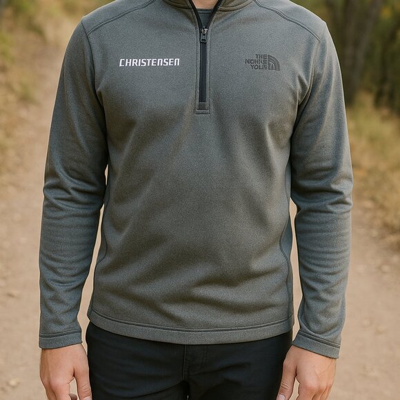 The North Face Quarter-Zip Pullover Christensen Logo Gray Large - Picture 1 of 8